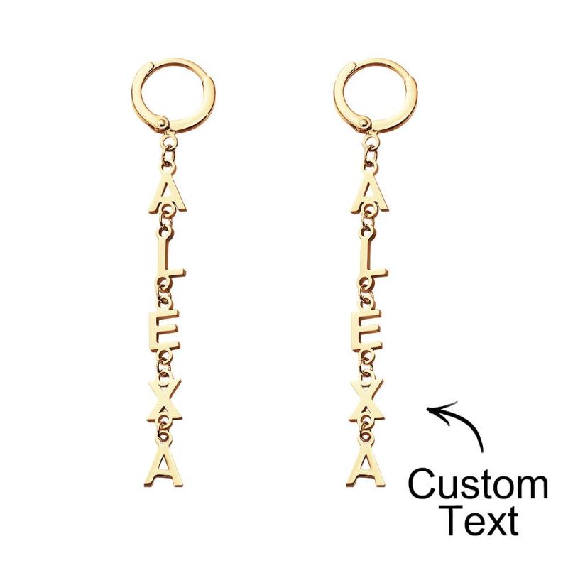 Custom Name Earrings Vertical Name Simple Style Gifts 4