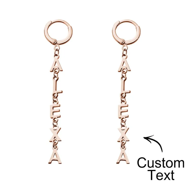 Custom Name Earrings Vertical Name Simple Style Gifts 5