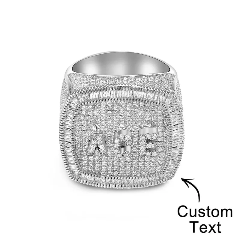 Custom Name Hip Hop Ring Personalized Trendy Inlaid Zircon Ring Gifts For Him