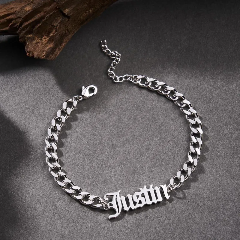 Custom Name Men's Stainless Steel Curb Chain Cuban Bracelet