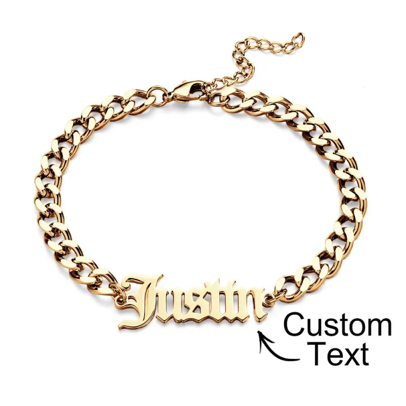 Custom Name Men's Stainless Steel Curb Chain Cuban Bracelet 1