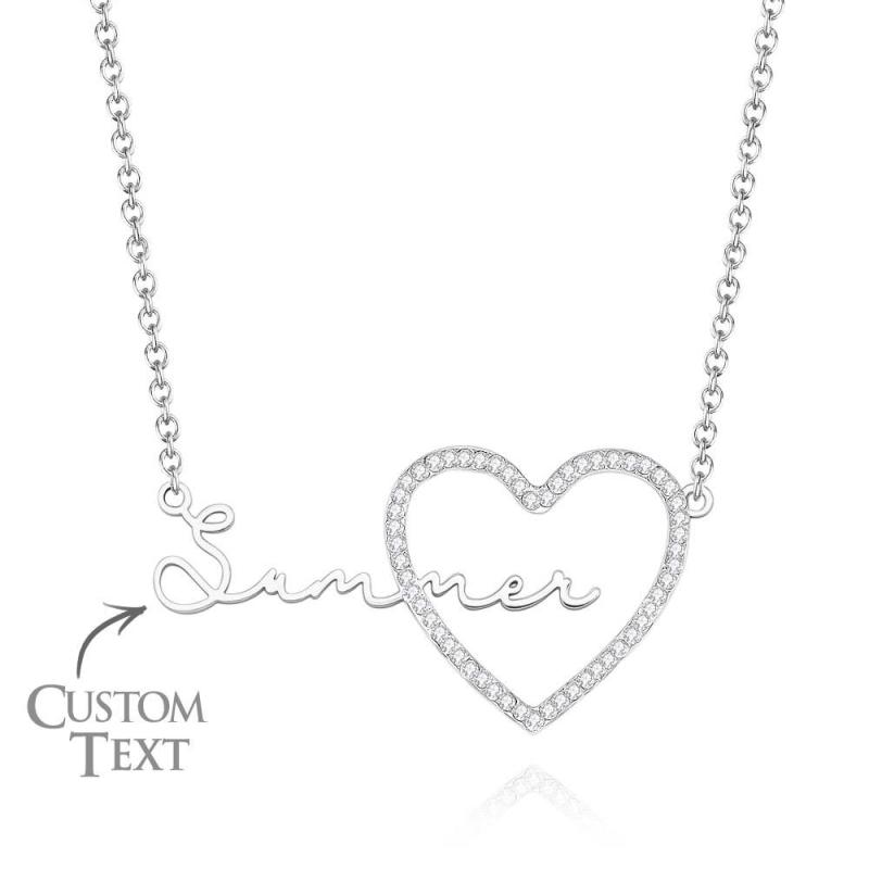 Custom Name Necklace Heart Iced Name Hollow Out Necklace Jewelry Gift For Her 1