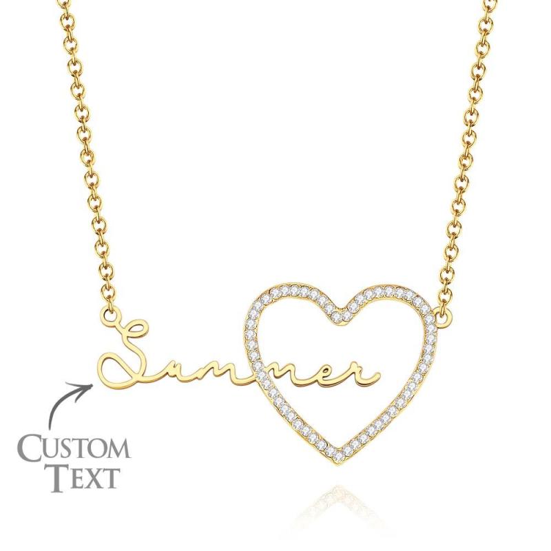 Custom Name Necklace Heart Iced Name Hollow Out Necklace Jewelry Gift For Her 5