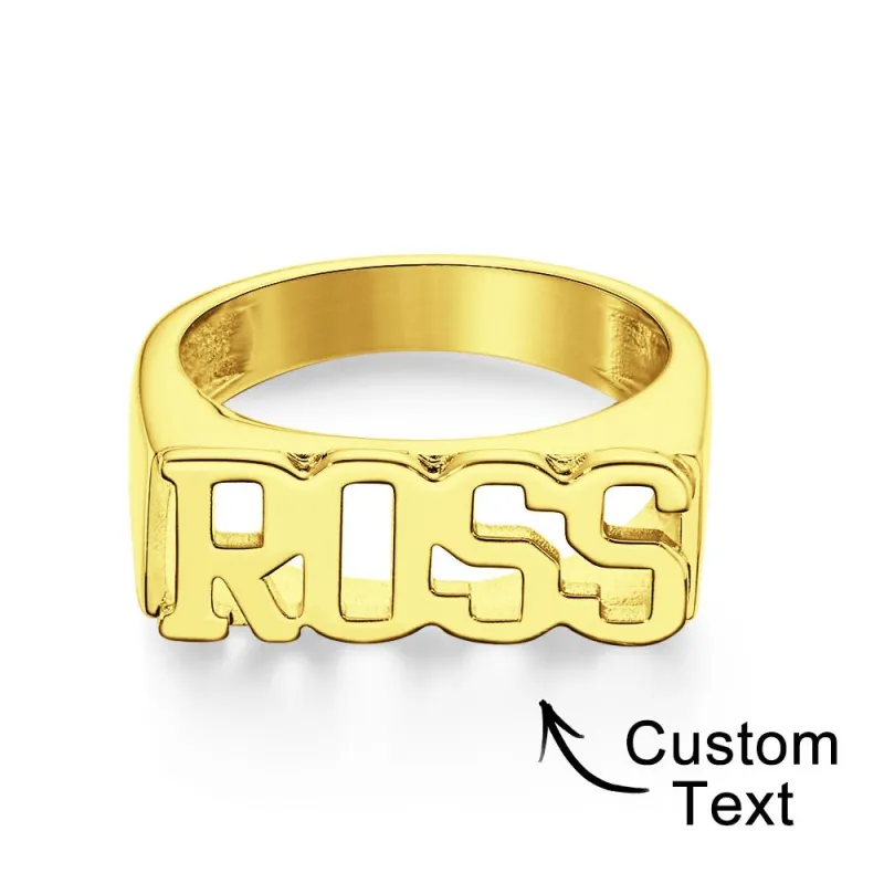 Custom Name Ring, Personalized Block Name Ring, Name Ring, Engraved Name Ring For Men and Women 1