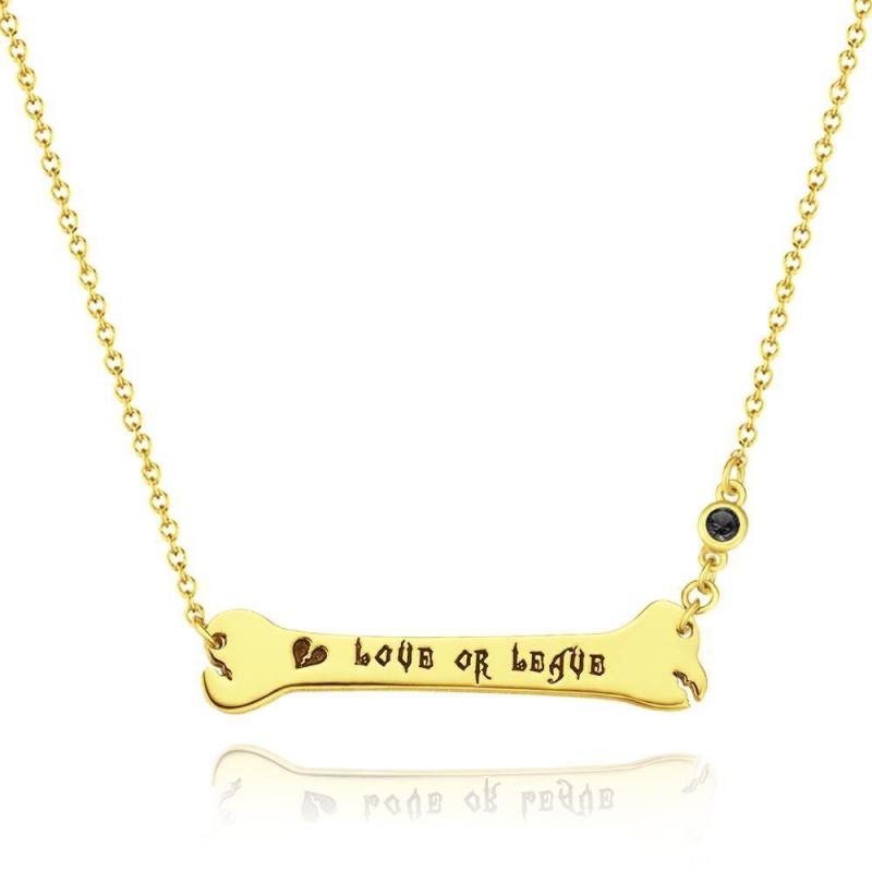 Custom Necklace Name Necklace Bone Bar Necklace with Broken Heart Gifts 14k Gold Plated Silver 5