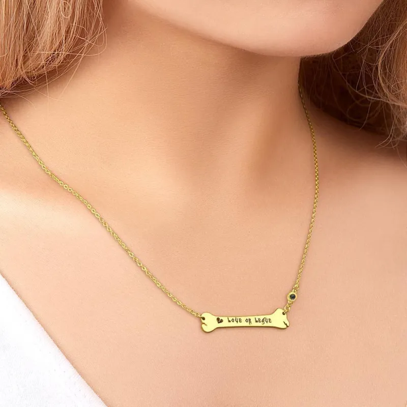 Custom Necklace Name Necklace Bone Bar Necklace with Broken Heart Gifts 14k Gold Plated Silver 4