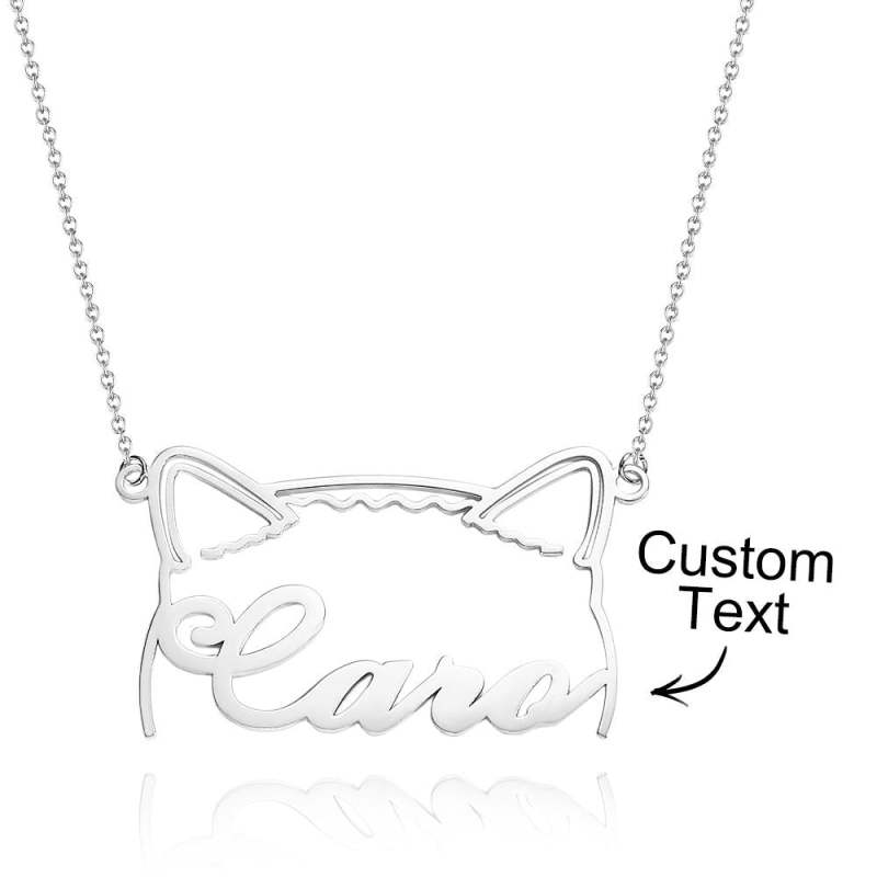 Custom Pet Silhouette Name Necklace Cute Dog Cat Modeling Jewelry Gift for Pet Lover 1