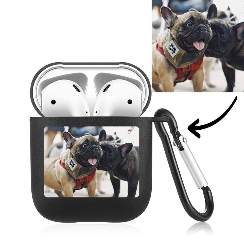 Custom Photo Airpods Case Lovely Dog, Earphone Case Protective Cover - Black