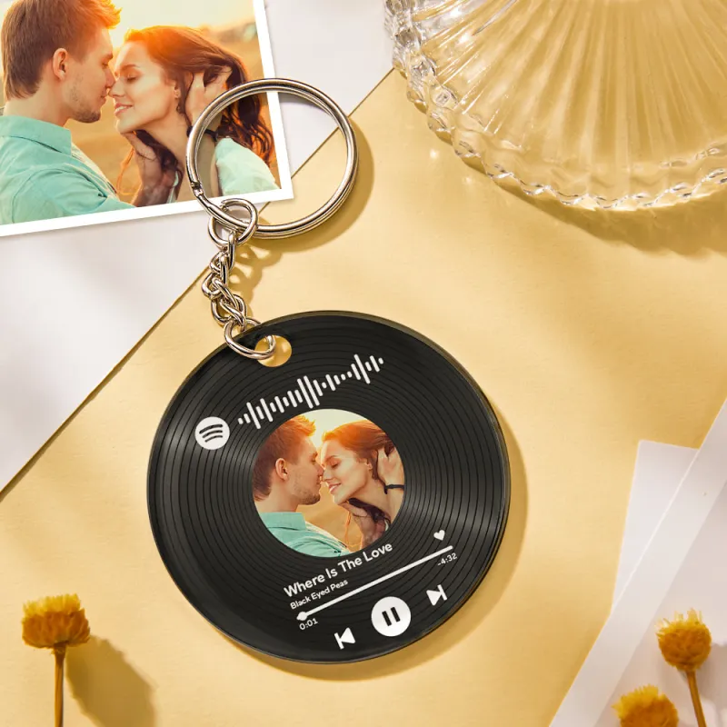 Custom Photo and Date Keychain Calendar Keychain Scannable Spotify Code Keychain Anniversary Gifts for Couple 4