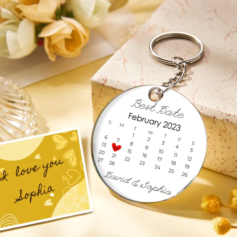 Custom Photo and Date Keychain Calendar Keychain Scannable Spotify Code Keychain Anniversary Gifts for Couple 5