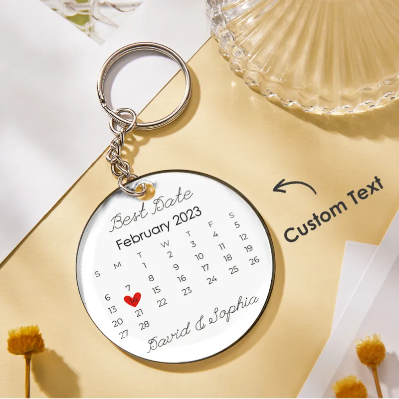 Custom Photo and Date Keychain Calendar Keychain Scannable Spotify Code Keychain Anniversary Gifts for Couple 3