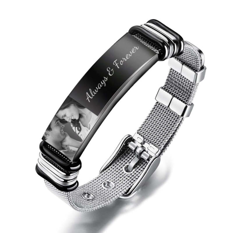 Custom Photo And Engraved Stainless Steel Bracelet Best Gifts for Men Gift For Couple 6