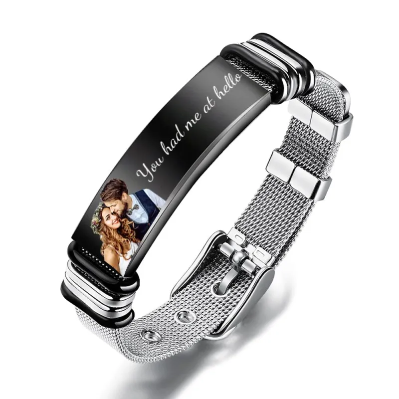 Custom Photo And Engraved Stainless Steel Bracelet Best Something New Gift for Wedding Day 6