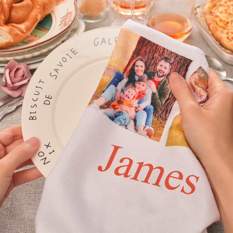 Custom Photo And Engraved Tea Towel Kitchen Decor Gift For Hostess 1