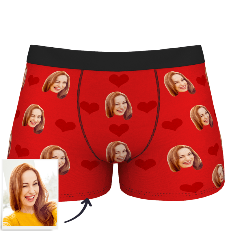 Custom Photo Boxer Men's, Heart Face Underwear - Men 3