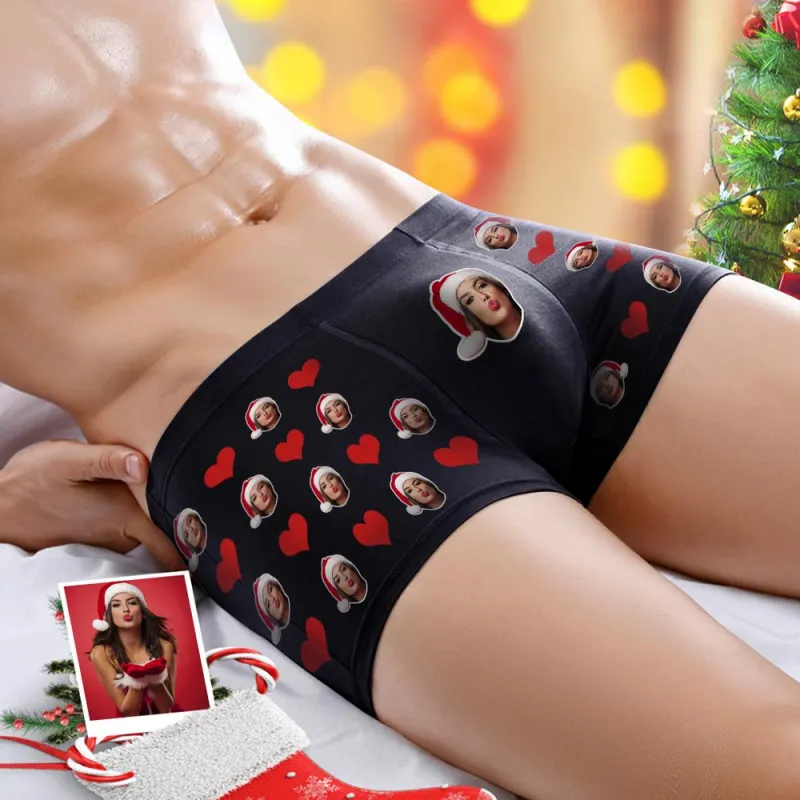 Custom Photo Boxer Men's, Heart Face Underwear - Men 5