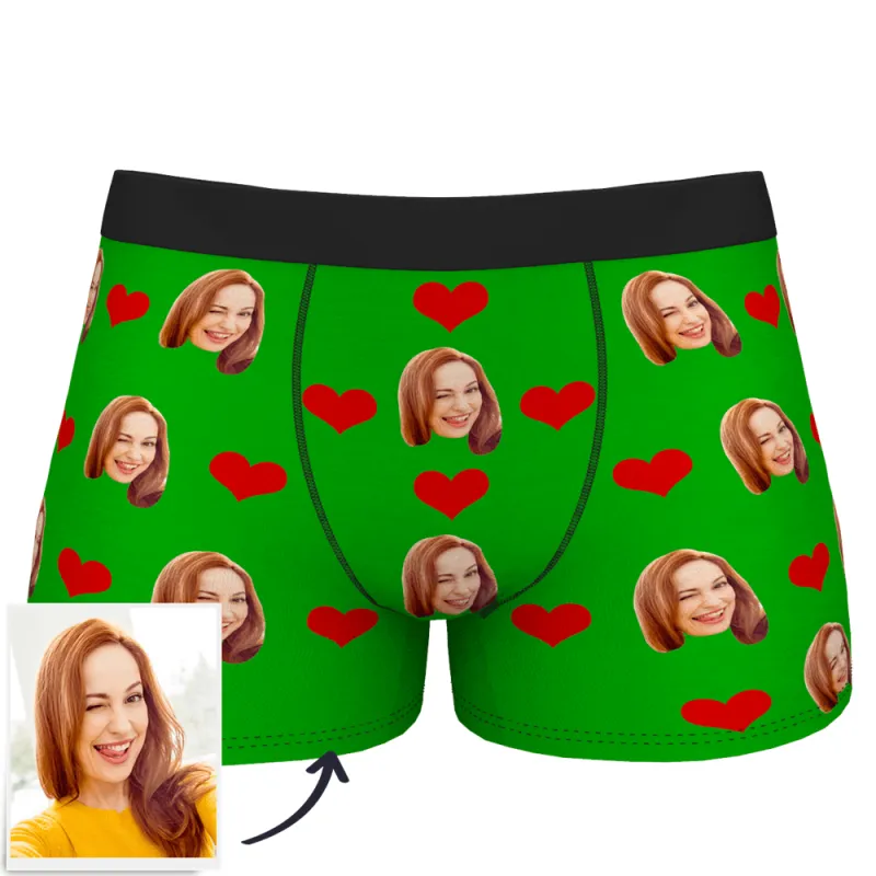 Custom Photo Boxer Men's, Heart Face Underwear - Men 6