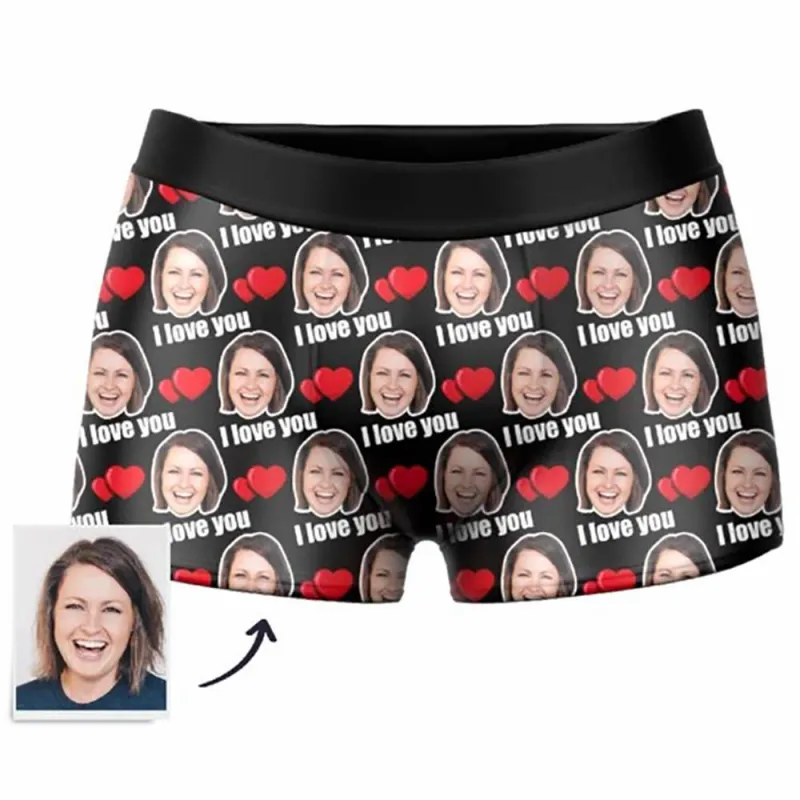 Custom  Photo Boxer,Heart-shaped Face Underwear - Men