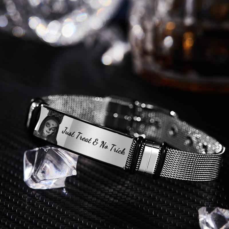 Custom Photo Bracelet Engraved Stainless Steel Men Bracelet Gift For Halloween Gifts 2