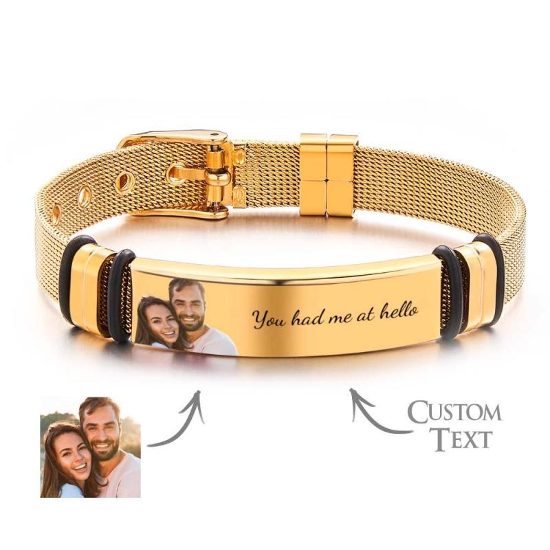 Custom Photo Bracelet for Mens Perfect Gift for Him Custom Message Bracelet Personalized Gift