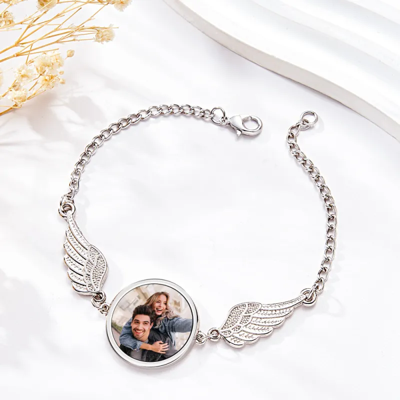 Custom Photo Bracelet Personalized Gorgeous Angel Wings Bracelet Gifts for Women 1