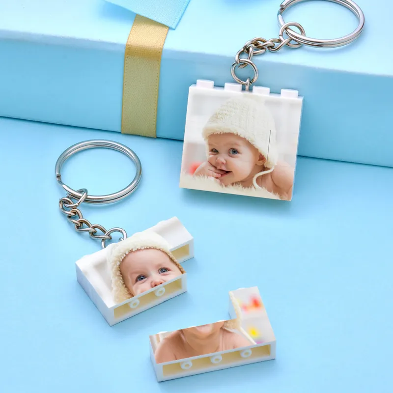 Custom Photo Building Block Keyring Bricks Puzzle Keychain Square Shape 1