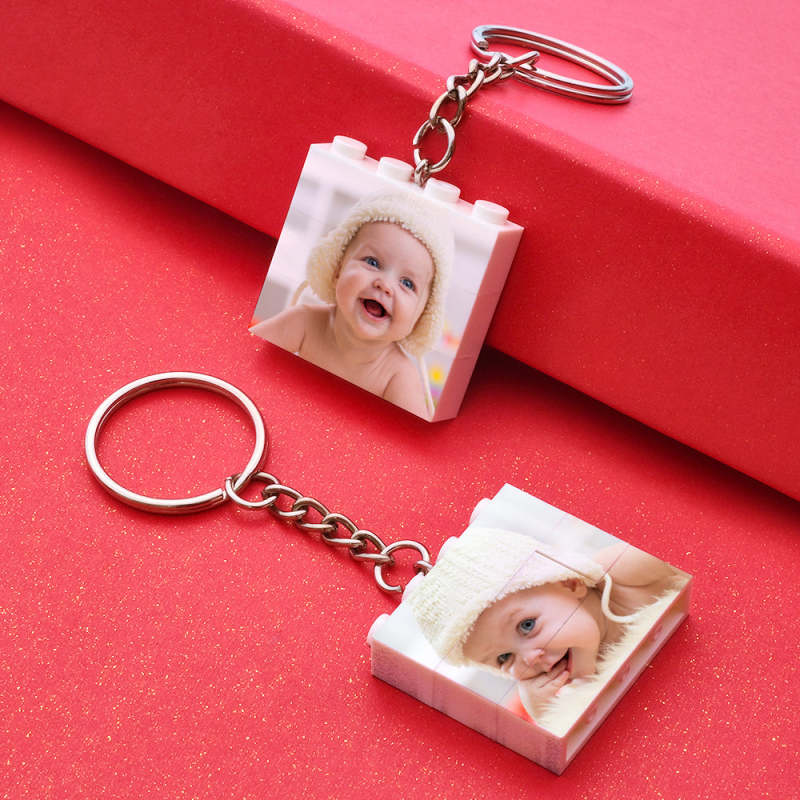 Custom Photo Building Block Keyring Bricks Puzzle Keychain Square Shape 2