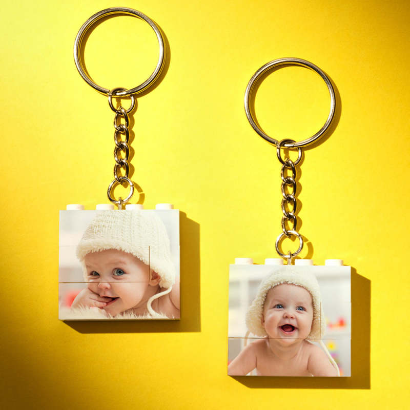 Custom Photo Building Block Keyring Bricks Puzzle Keychain Square Shape 3