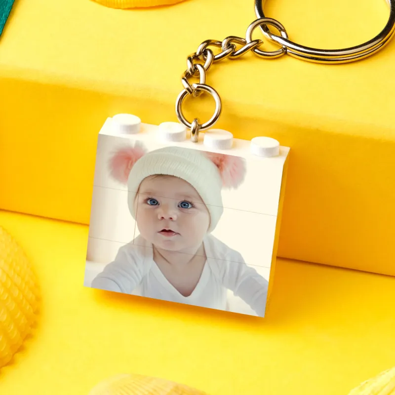 Custom Photo Building Block Keyring Bricks Puzzle Keychain Square Shape 6