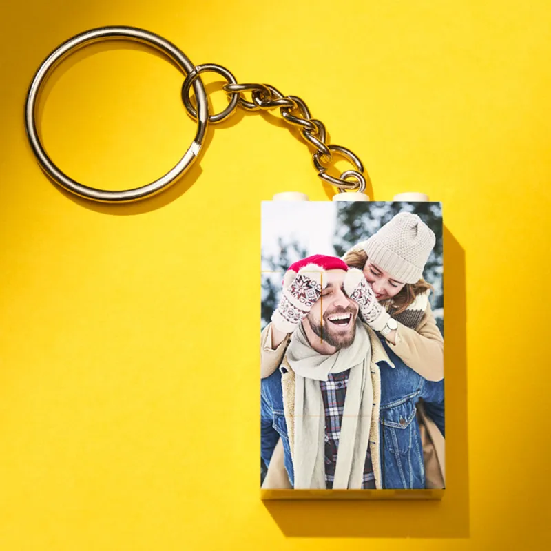 Custom Photo Building Block Vertical Keychain Bricks Puzzle Keyring 1