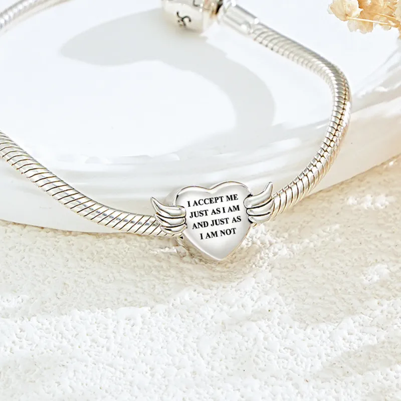 Custom Photo Charm Angel Opened Wings Heart 2