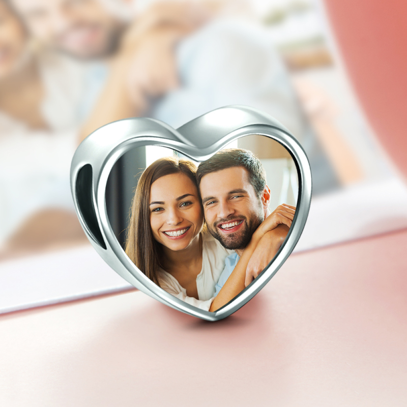 Custom Photo Charm Engraved Heart  Picture Charm Gifts For Couples 1