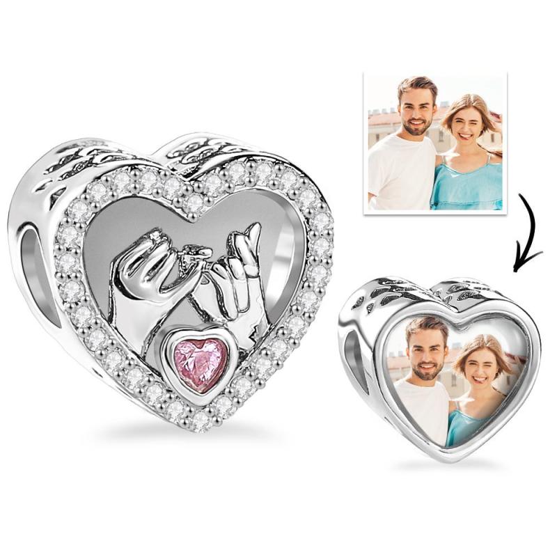 Custom Photo Charm Heart Love Hook Couple Gift