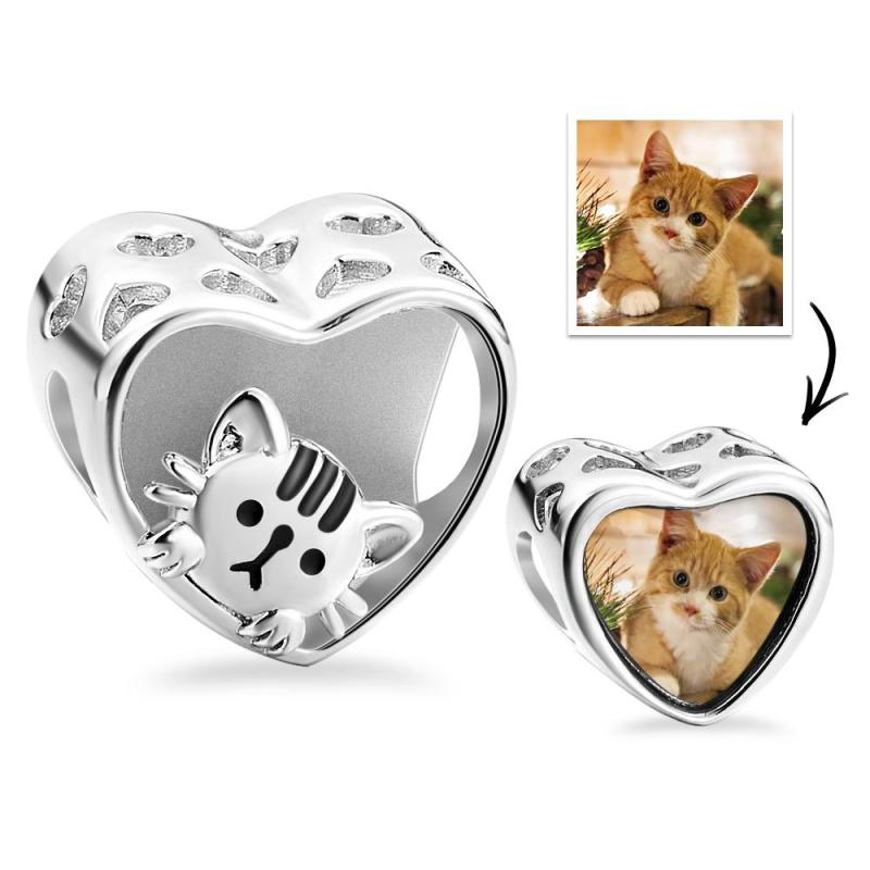 Custom Photo Charm Pet Cat Love Gift for Pet Owners