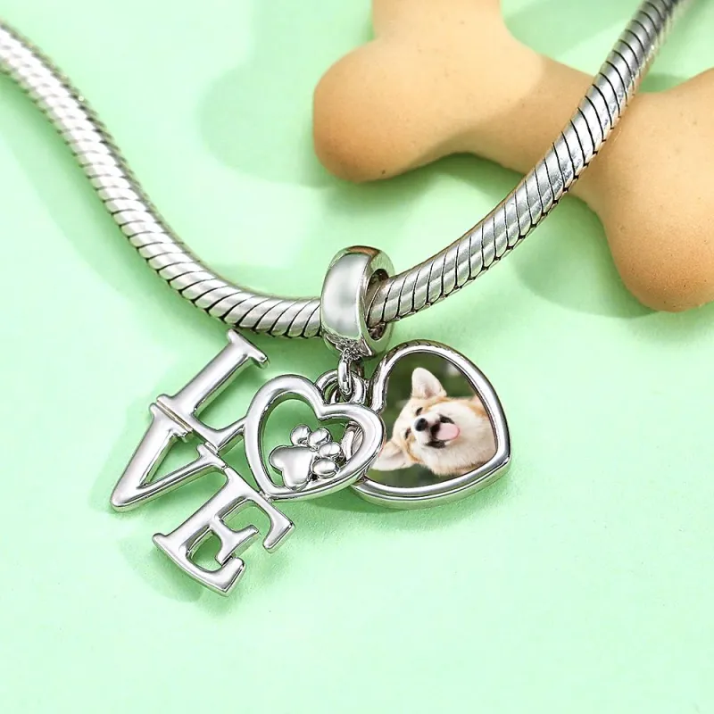 Custom Photo Charm Pet Lover Paw Double Pendant Gift 2