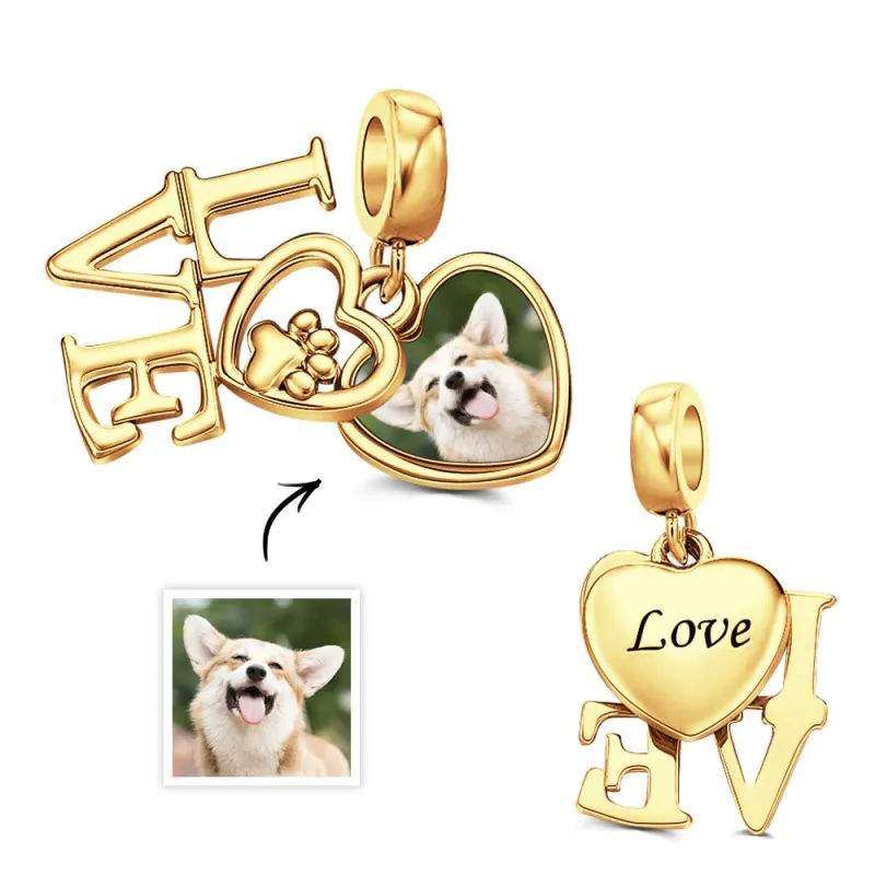 Custom Photo Charm Pet Lover Paw Double Pendant Gift 4