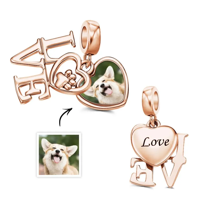 Custom Photo Charm Pet Lover Paw Double Pendant Gift 5