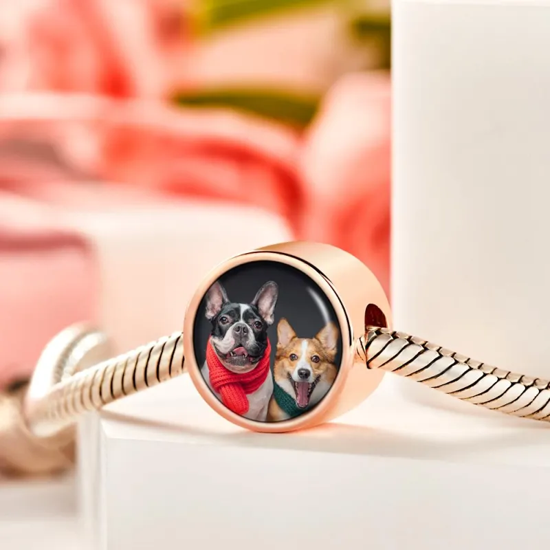 Custom Photo Charm Pet Paws Rose Gold Charm Gift for Pet Lover 2