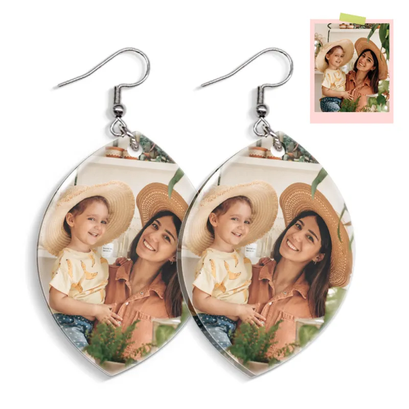 Custom Photo Earrings Acrylic Earrings Personalized Oval Earrings Gift For Mother's Day For Women 2