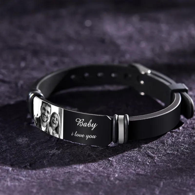 Custom Photo Engraved Bracelet Commemorate Men's Gifts 2