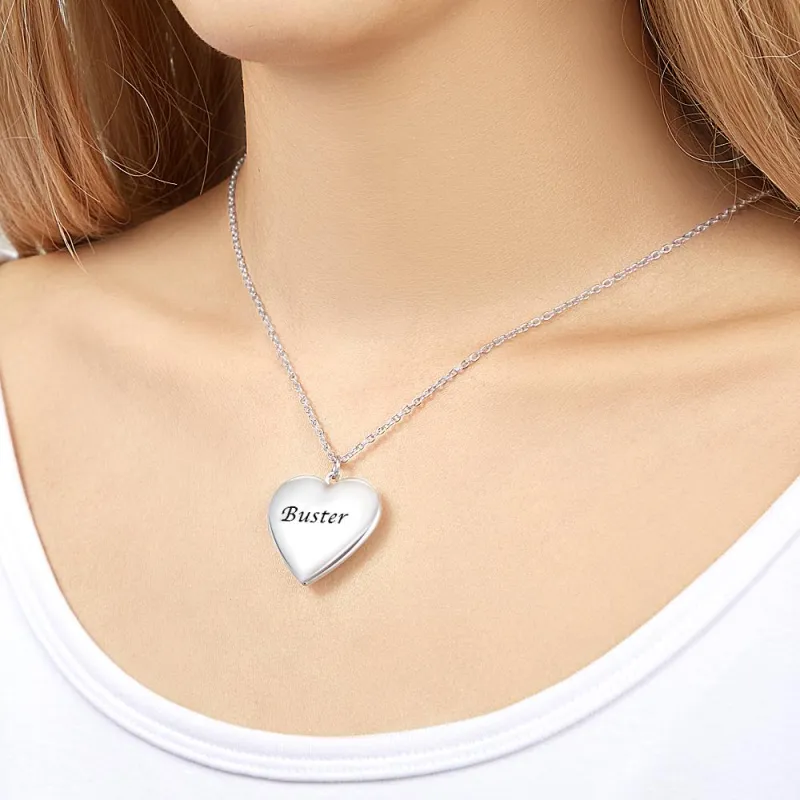 Custom Photo Engraved Necklace Heart-shaped Locket Necklace Creative Gift 3