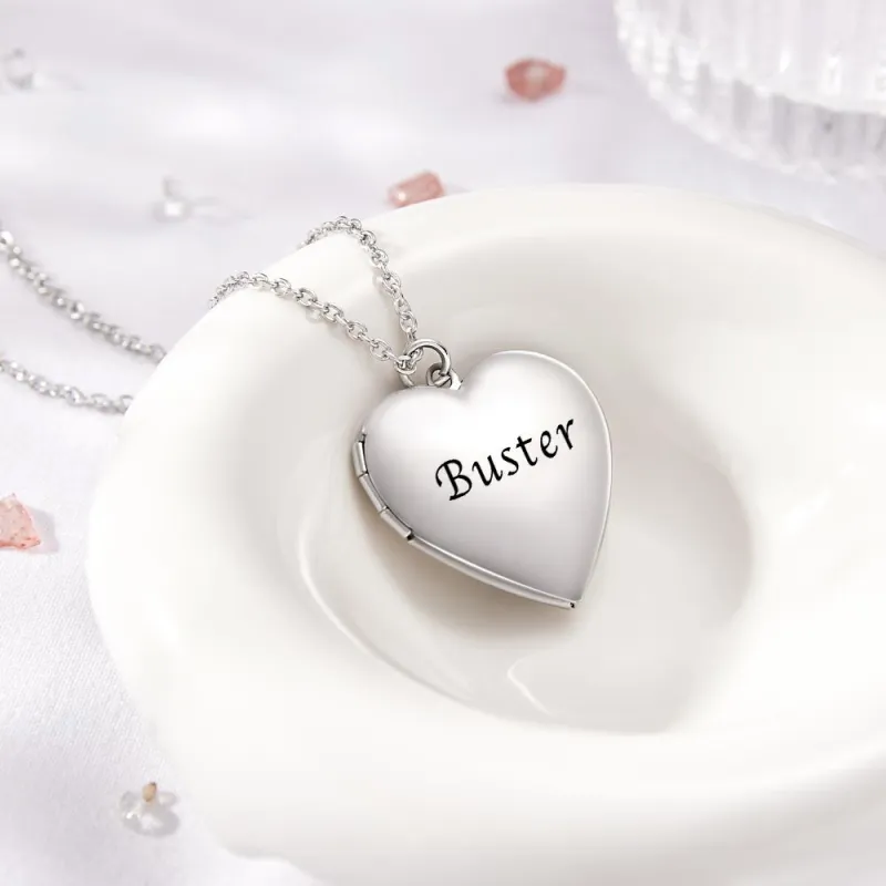 Custom Photo Engraved Necklace Heart-shaped Locket Necklace Creative Gift 4