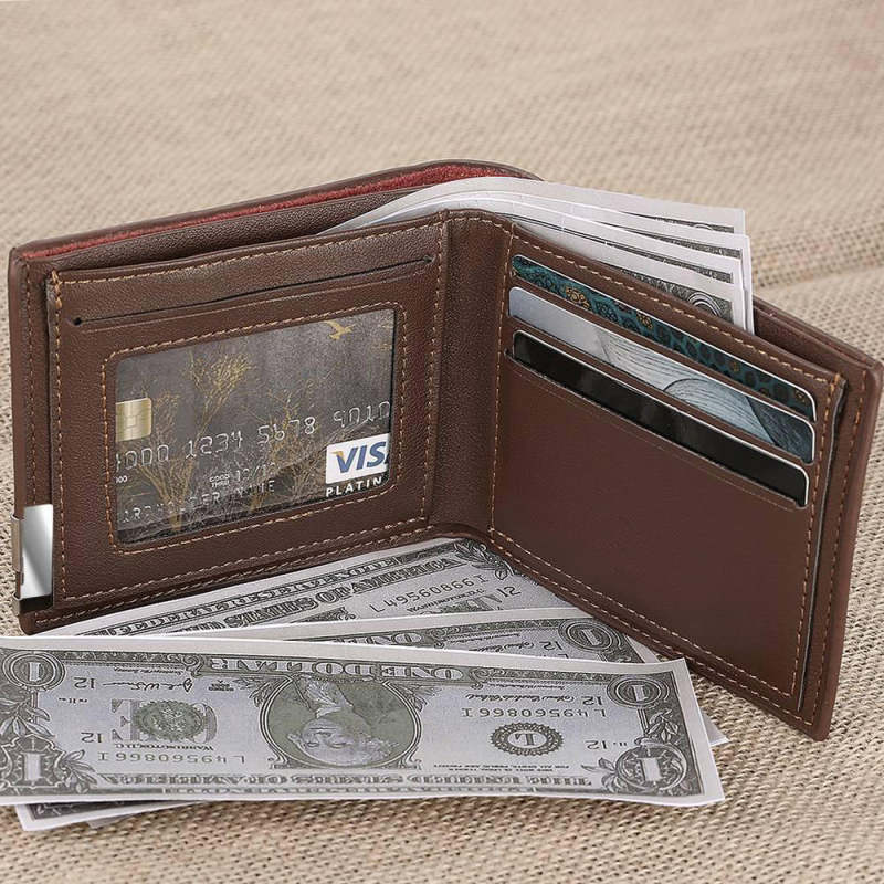 Custom Photo Engraved Wallet Short Style Bifold - Coffee Leather 4