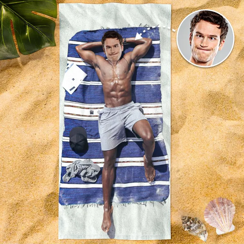 Custom Photo Face Beach Towel Face Towel With Your Dream Body Best Friend Gift 80*160cm 5