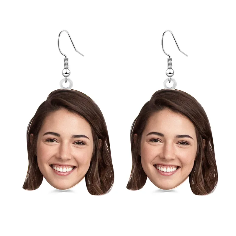 Custom Photo Face Earrings Acrylic Earrings Personalized Face Earrings Gift