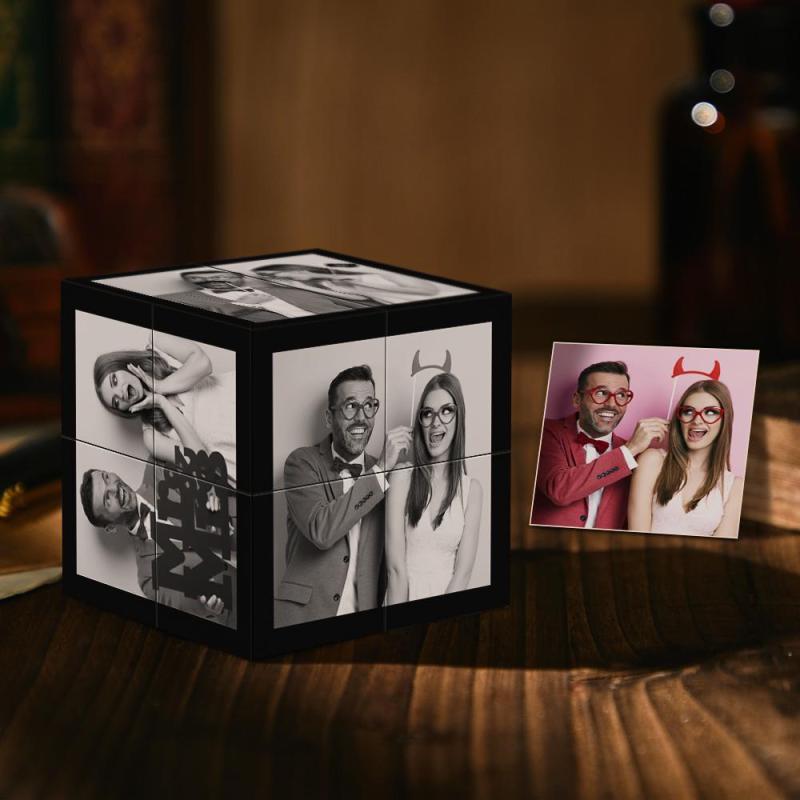 Custom Photo Frame Home Decoration Multiphoto Black Filter Rubix Cube Gift For Father 2