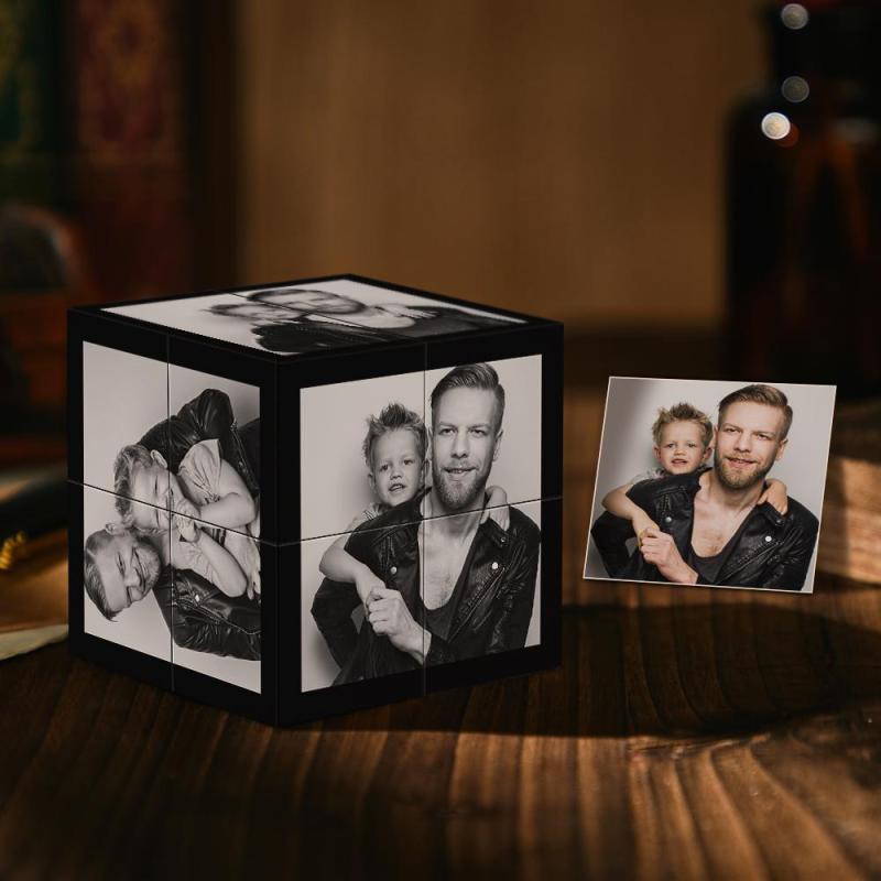 Custom Photo Frame Home Decoration Multiphoto Black Filter Rubix Cube Gift For Father