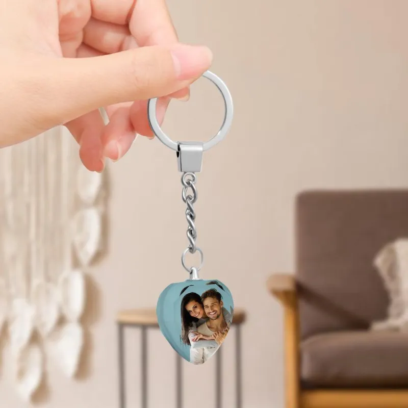 Custom Photo Keychain Crystal Keychain Christmas Gifts Heart-shaped 4