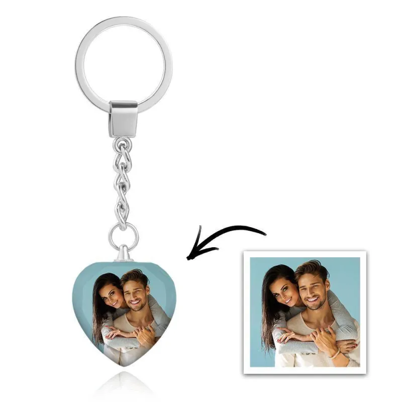 Custom Photo Keychain Crystal Keychain Christmas Gifts Heart-shaped 5