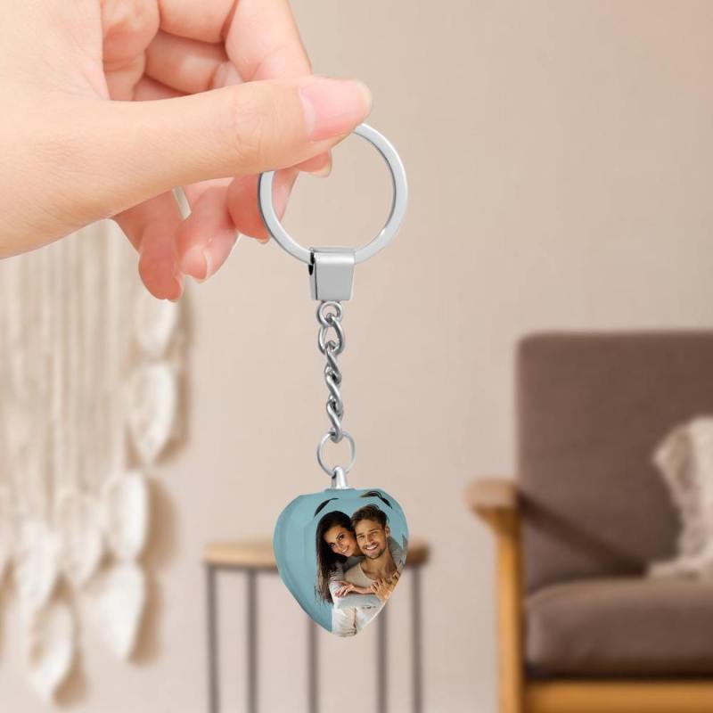 Custom Photo Keychain Crystal Keychain Couple's Green Monday Gifts Heart-shaped 4